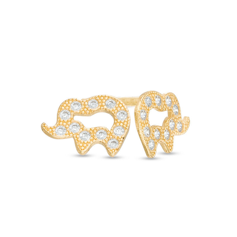 Child's Cubic Zirconia Elephant Stud Earrings in 14K Gold