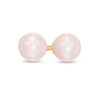 Thumbnail Image 0 of Child's 4mm Dyed Pink Cultured Freshwater Pearl Reversible Ball Stud Earrings in 14K Gold