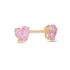 Thumbnail Image 0 of Child's 4mm Heart-Shaped Pink Cubic Zirconia Solitaire Stud Earrings in 14K Gold