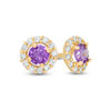 Thumbnail Image 0 of Child's 4mm Purple and White Cubic Zirconia Frame Stud Earrings in 14K Gold