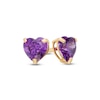 Thumbnail Image 0 of Child's 4mm Heart-Shaped Purple Cubic Zirconia Solitaire Stud Earrings in 14K Gold