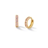 Thumbnail Image 0 of Pink Cubic Zirconia Five Stone Huggie Hoop Earrings in 14K Solid Gold