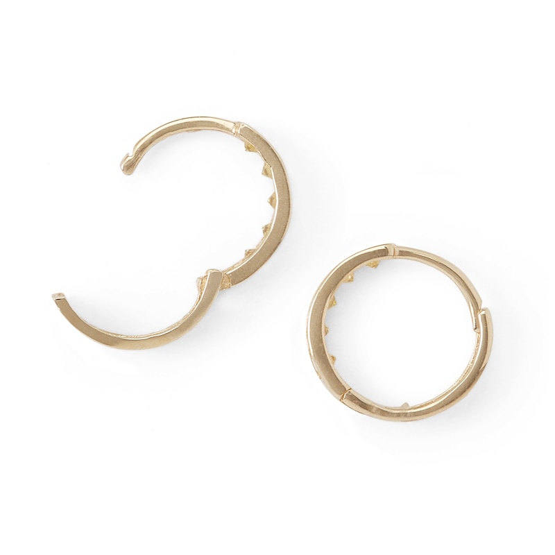 Cubic Zirconia Five Stone Huggie Hoop Earrings in 14K Solid Gold