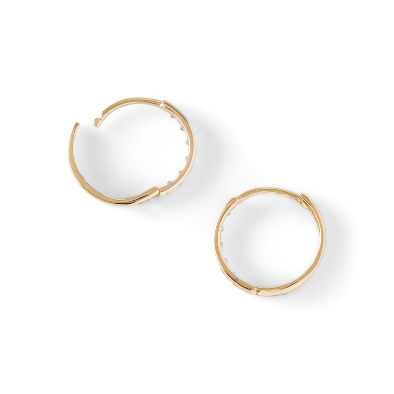 Cubic Zirconia Huggie Hoop Earrings in 14K Solid Gold