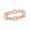 Thumbnail Image 0 of Cubic Zirconia Alternating Stackable Band in Sterling Silver with 18K Rose Gold Plate - Size 7