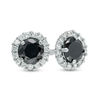 Thumbnail Image 0 of 4mm Black and White Cubic Zirconia Frame Stud Earrings in 14K White Gold