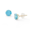 Thumbnail Image 0 of 6mm Blue Cubic Zirconia Solitaire Stud Earrings in 14K Gold