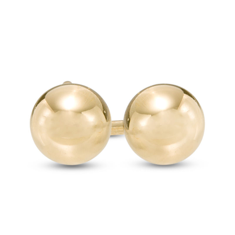 14kt Solid Yellow Gold Stud Earrings Polished Ball Bead Studs 14k 14 kt 