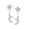 Thumbnail Image 0 of Cubic Zirconia Star and Moon Stud Earring with Drop Jackets in Sterling Silver