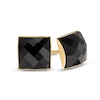 Thumbnail Image 0 of 6.0mm Princess-Cut Faceted Black Crystal Solitaire Stud Earrings in 14K Gold