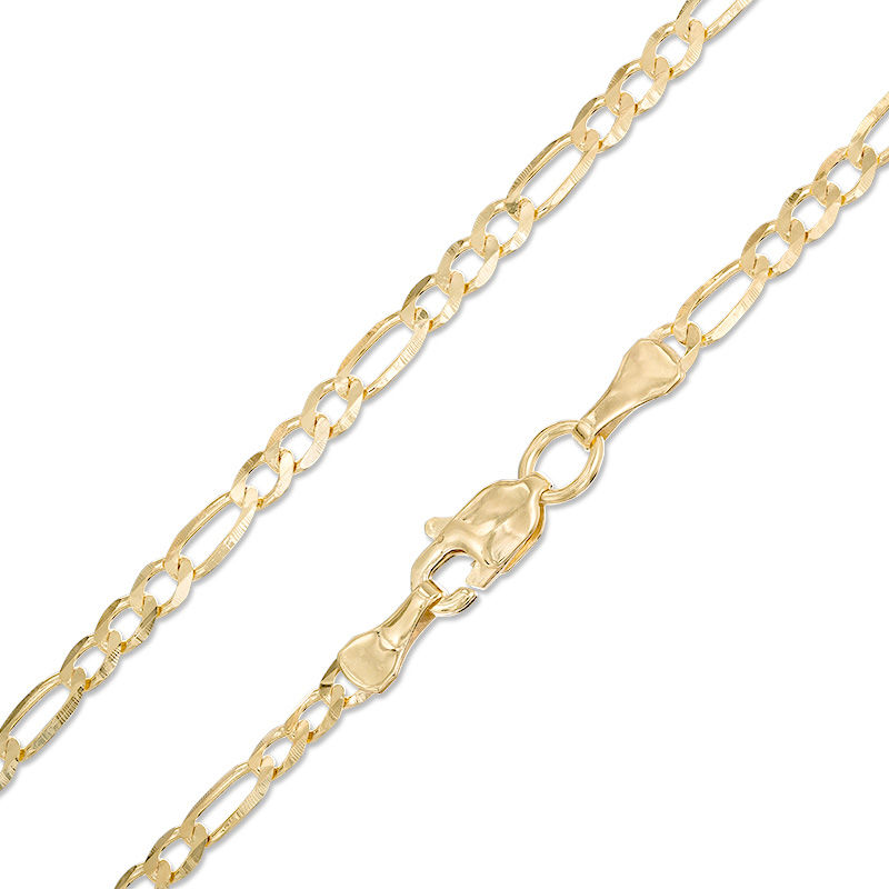 060 Gauge Diamond-Cut Figaro Chain Necklace in 10K Gold - 18"