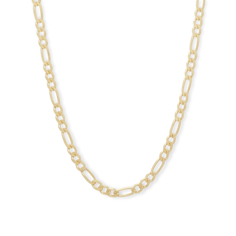 080 Gauge Diamond-Cut Figaro Chain Necklace in 10K Solid Gold - 22"