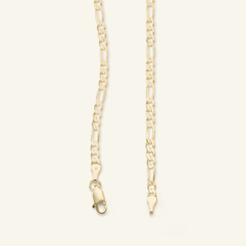 080 Gauge Diamond-Cut Figaro Chain Necklace in 10K Solid Gold - 22"