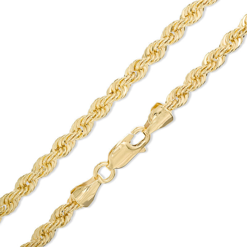 3.8mm Rope Chain Necklace in 10K Semi-Solid Gold - 24"