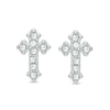 Thumbnail Image 0 of Child's White Crystal Cross Stud Earrings in Sterling Silver