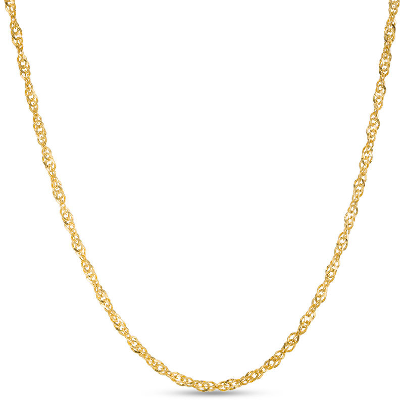 Made in Italy Child's 035 Gauge Singapore Chain Necklace in 14K Hollow Gold - 15"