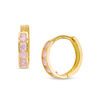 Thumbnail Image 0 of Child's Pink Cubic Zirconia Huggie Hoop Earrings in 14K Gold