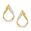 Thumbnail Image 0 of Made in Italy Glitter Enamel Twisted Hoop Earrings in 10K Gold