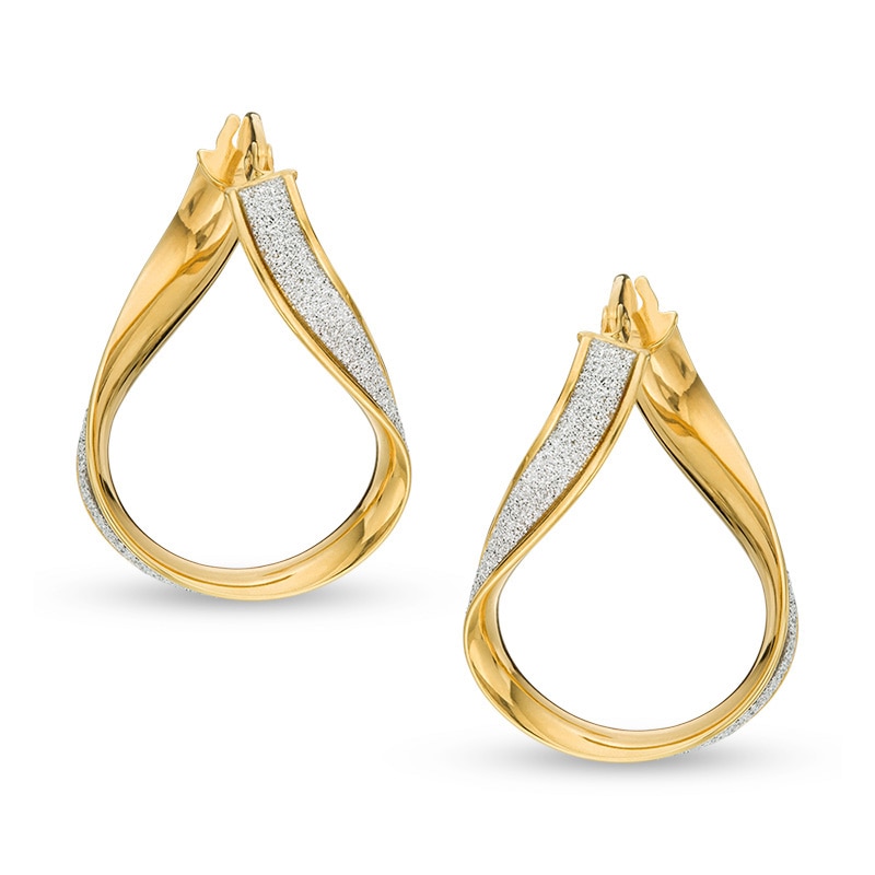 Made in Italy Glitter Enamel Twisted Hoop Earrings in 10K Gold