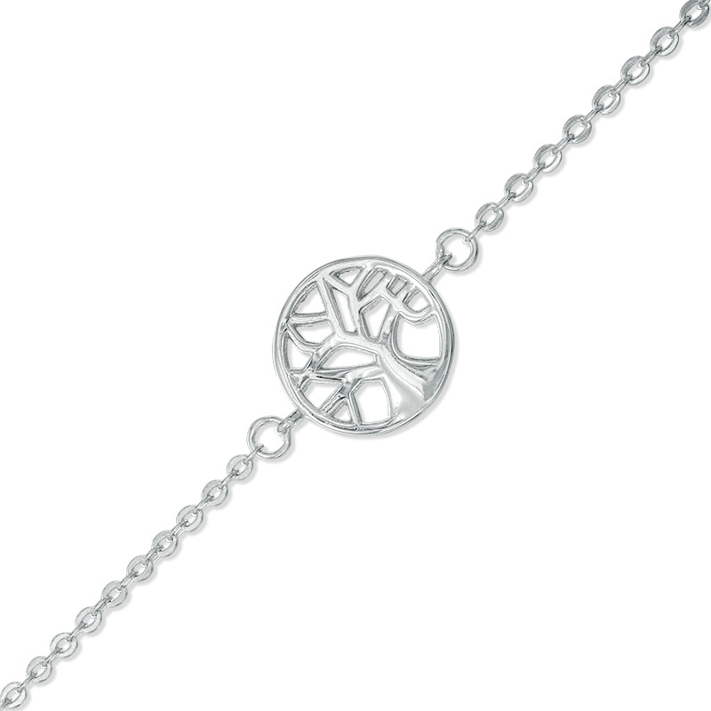 Family Tree Disc Anklet in Sterling Silver -10"