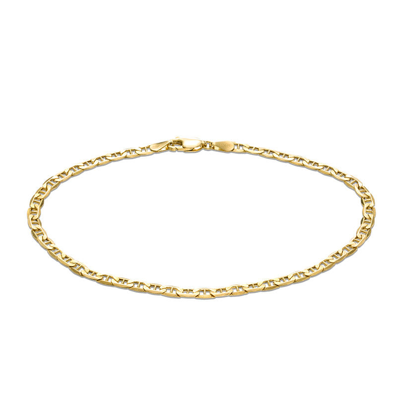 Ladies' 080 Gauge Air Solid Mariner Chain Bracelet in 10K Gold - 8.5"