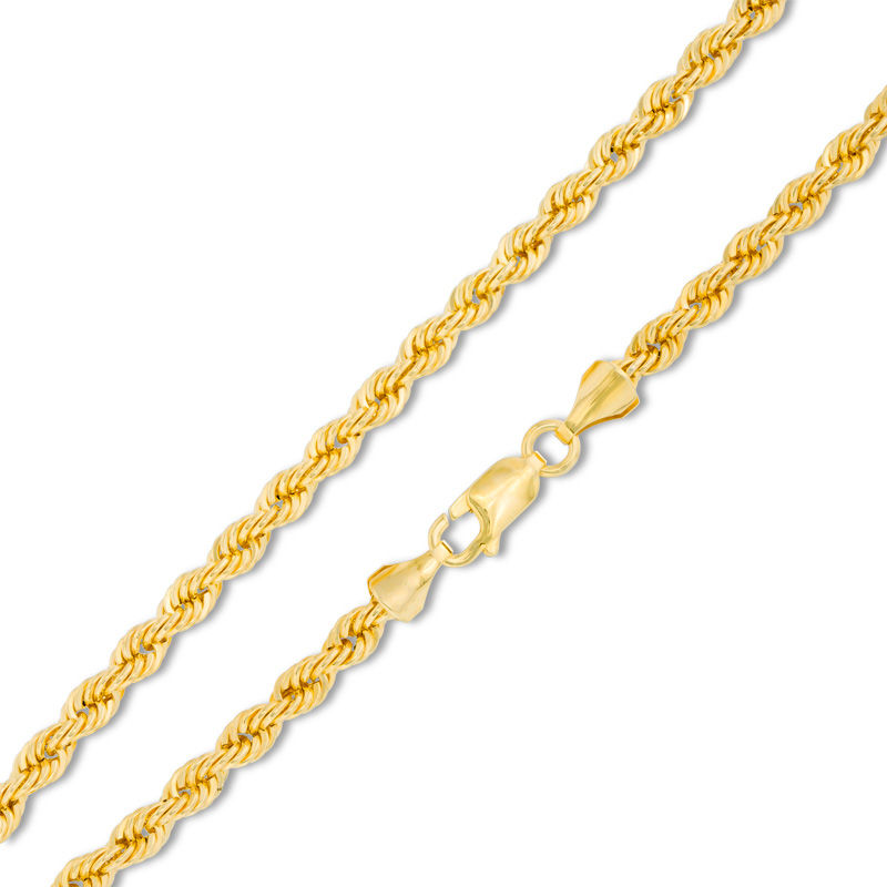 3.8mm Hammered Rope Chain Bracelet in 10K Gold - 9"