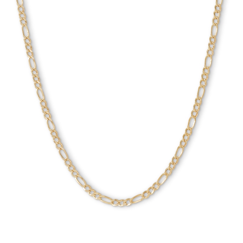 060 Gauge Diamond-Cut Figaro Chain Necklace in 14K Hollow Gold - 20"