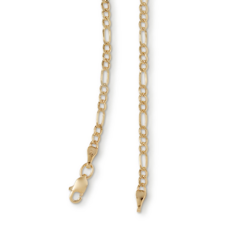 060 Gauge Diamond-Cut Figaro Chain Necklace in 14K Hollow Gold - 20"