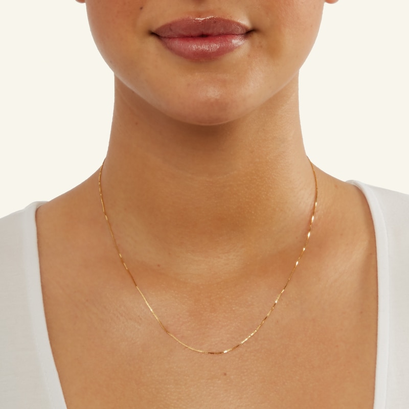 050 Gauge Box Chain Necklace in 14K Solid Gold - 18"