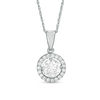 Thumbnail Image 0 of 6mm Cubic Zirconia Frame Pendant in 10K White Gold - 17"