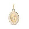 Thumbnail Image 0 of Cubic Zirconia Our Lady of Guadalupe Diamond-Cut Oval Necklace Charm in 10K Tri-Tone Gold