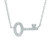 Thumbnail Image 0 of Diamond Accent Beaded Sideways Key Necklace in Sterling Silver