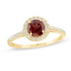 Thumbnail Image 0 of 6mm Garnet and Lab-Created White Sapphire Frame Ring in 10K Gold - Size 7
