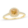 Thumbnail Image 0 of 6mm Citrine and Lab-Created White Sapphire Frame Ring in 10K Gold - Size 7