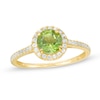 Thumbnail Image 0 of 6mm Peridot and Lab-Created White Sapphire Frame Ring in 10K Gold - Size 7