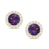 Thumbnail Image 0 of 5mm Amethyst and Lab-Created White Sapphire Frame Stud Earrings in 10K Gold