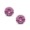 Thumbnail Image 0 of 8mm Lab-Created Pink Sapphire Solitaire Stud Earrings in 10K Gold