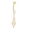 Thumbnail Image 0 of 10K Gold CZ Flame Dangle Belly Button Ring - 14G 3/8"
