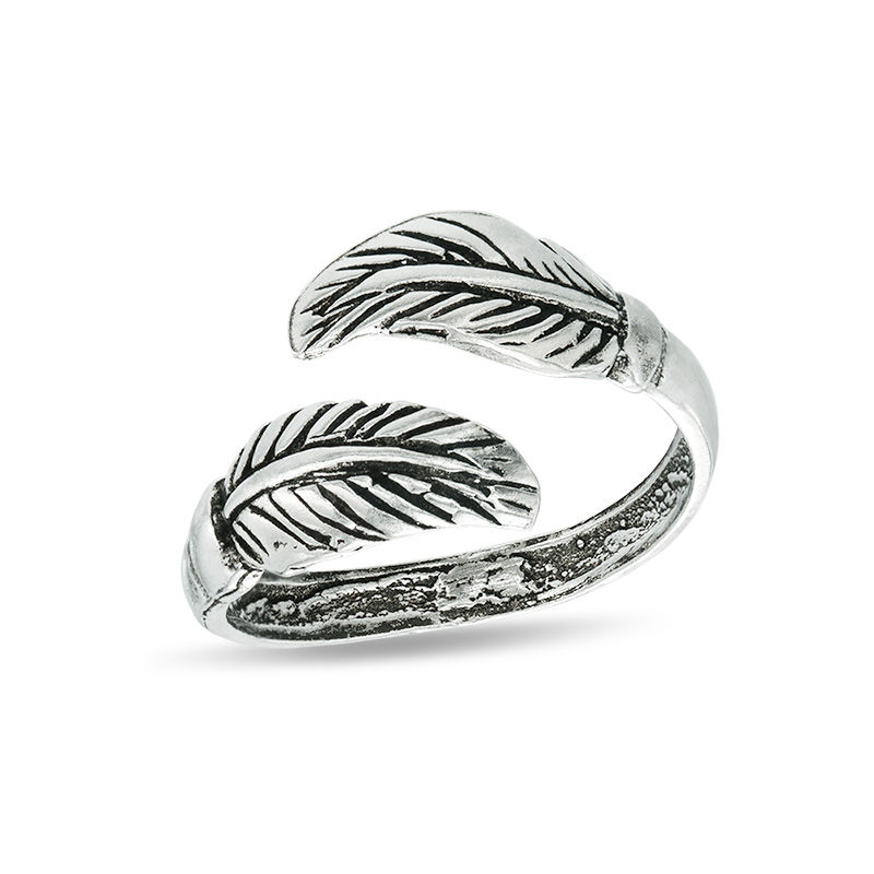 Double Feather Bypass Toe Ring in Sterling Silver