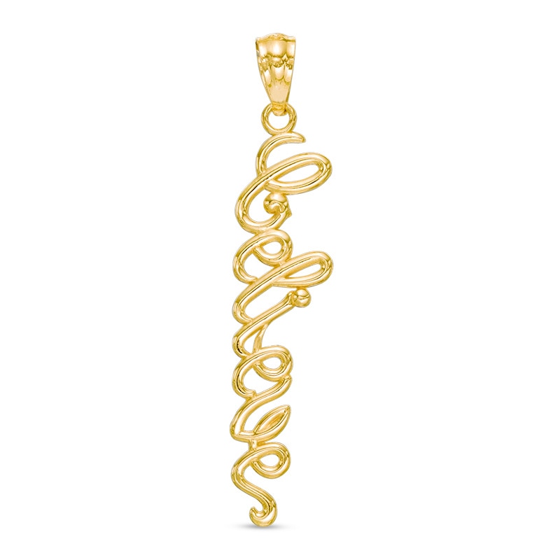 Cursive "believe" Necklace Charm in 10K Gold