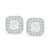 Thumbnail Image 0 of 4mm Princess-Cut Cubic Zirconia Vintage-Style Frame Stud Earrings in Sterling Silver