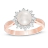 Thumbnail Image 0 of Cultured Freshwater Pearl and Lab-Created White Sapphire Frame Ring in Sterling Silver and 14K Rose Gold Plate - Size 7