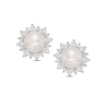 Thumbnail Image 0 of Cultured Freshwater Pearl and Lab-Created White Sapphire Frame Stud Earrings in Sterling Silver and 14K Rose Gold Plate