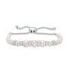 Thumbnail Image 0 of 3.0-8.0mm Cultured Freshwater Pearl and Lab-Created White Sapphire Bolo Bracelet in Sterling Silver - 9"
