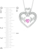 Thumbnail Image 1 of 4mm Lab-Created Pink and White Sapphire "MOM" Heart Pendant in Sterling Silver