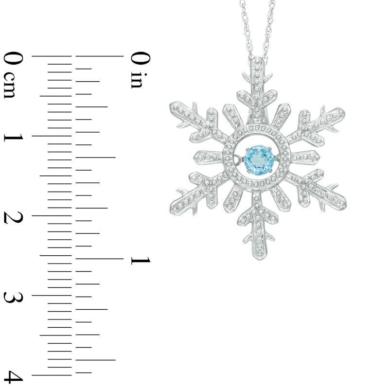 4mm Swiss Blue Topaz Snowflake Pendant in Sterling Silver