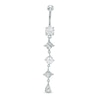 Thumbnail Image 0 of 014 Gauge Multi-Shaped Cubic Zirconia Dangle Belly Button Ring in Stainless Steel