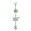Thumbnail Image 0 of 014 Gauge Iridescent Green Cubic Zirconia Butterfly Dangle Belly Button Ring in Stainless Steel