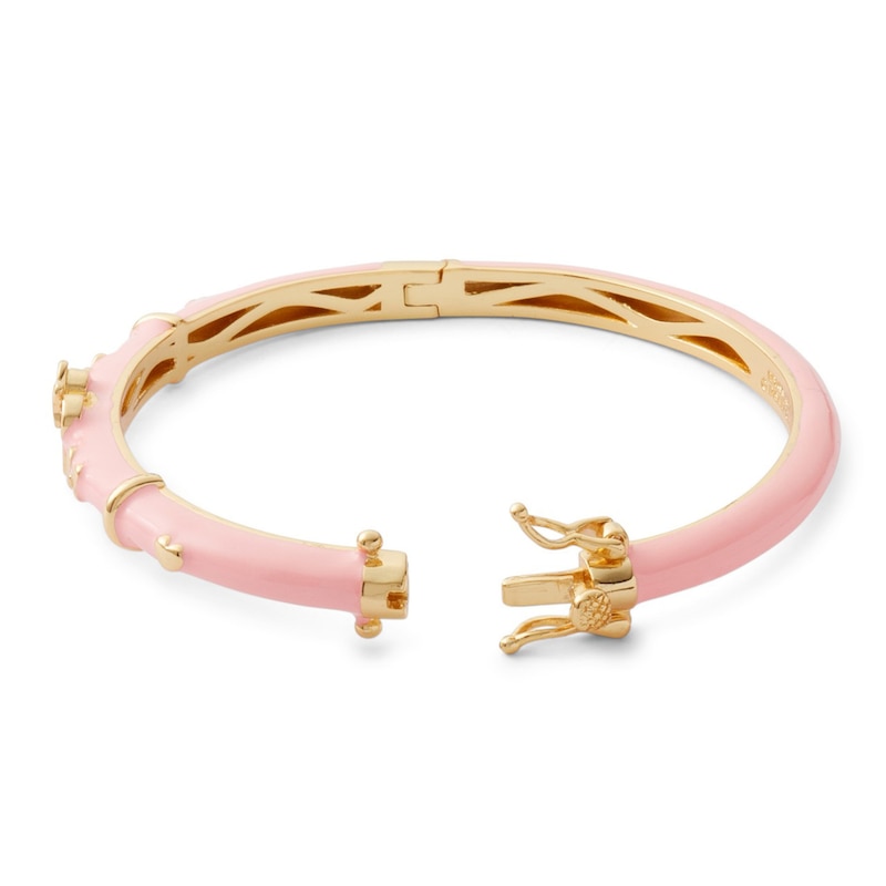 Child's ©Disney Minnie Mouse and Heart Enamel Bangle in Brass with 18K Gold Plate - 6"