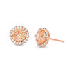 Thumbnail Image 0 of 6mm Champagne and White Cubic Zirconia Frame Stud Earrings in 14K Rose Gold